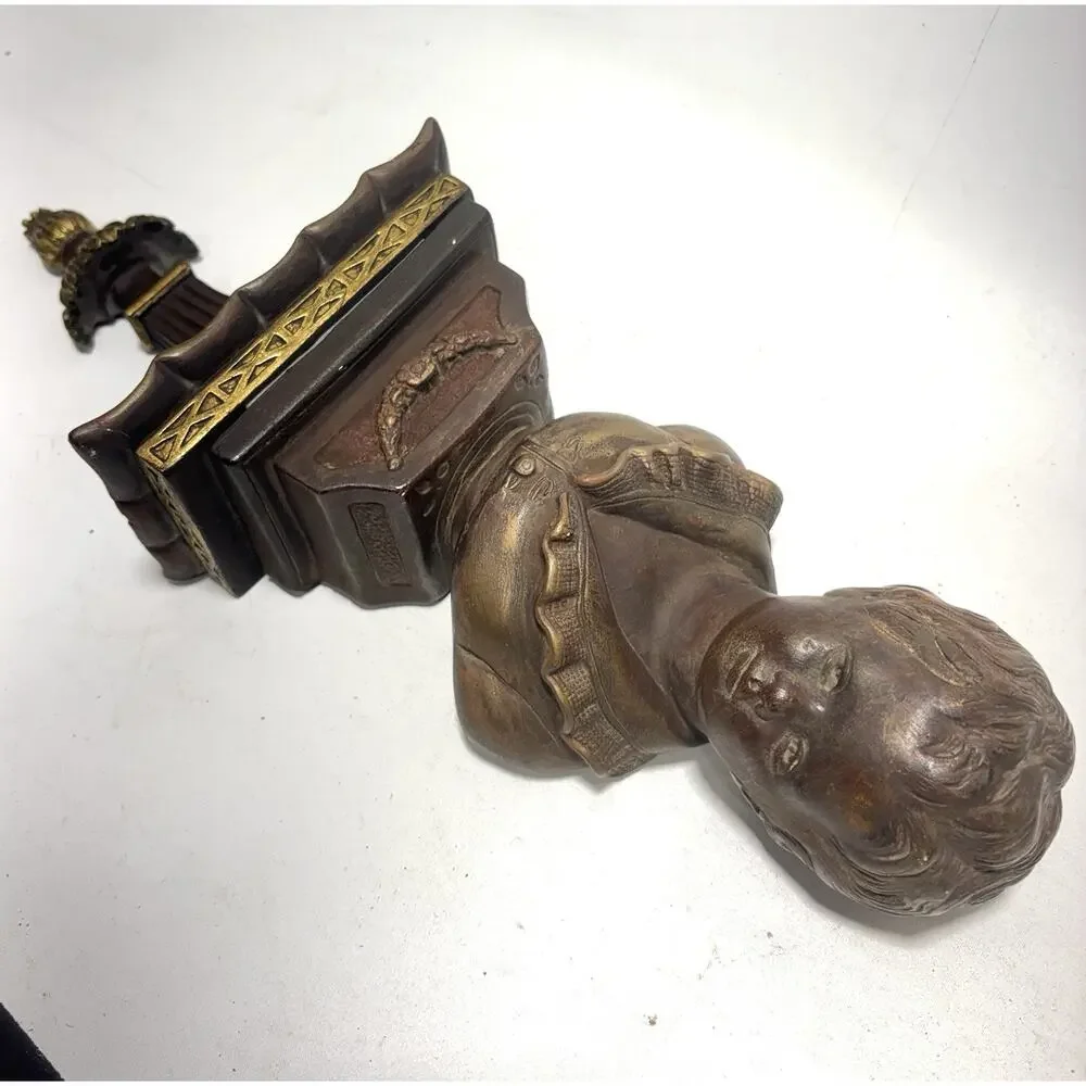 Vintage Child Bust Wall Hanging Bronze Finish Resin Plaster Decor 18”